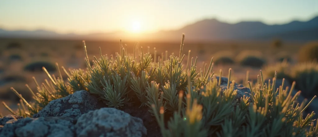 Symbolizing Stability/Peak: A local Rabbitbrush distant Sierra horizon. - AI Generated