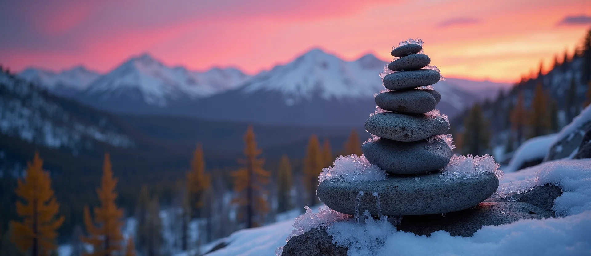 Symbolizing Stability/Peak: A local Quaking Aspen ancient rock cairn. - AI Generated
