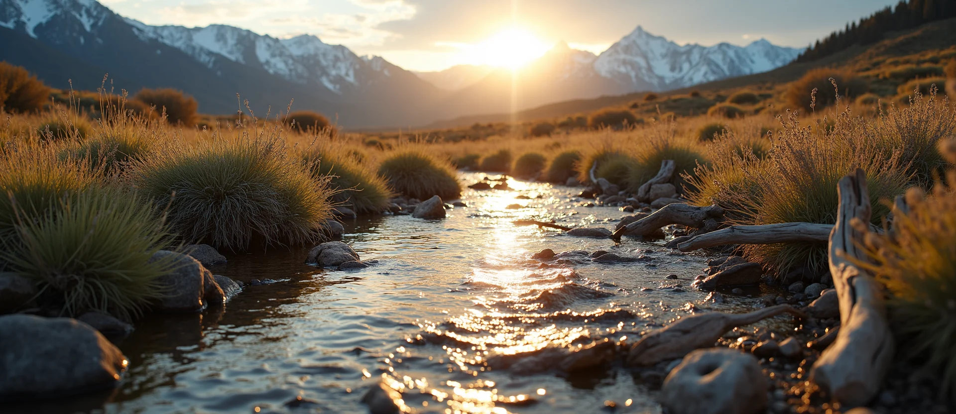 Symbolizing Flow/Cleansing: A local Sagebrush (Artemisia tridentata) clear cold snowmelt stream. - AI Generated