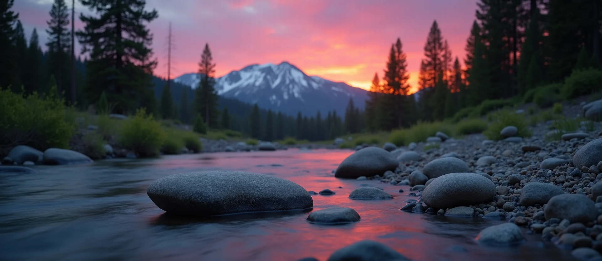 Symbolizing Flow/Cleansing: A local Ponderosa Pine smooth Truckee river stones. - AI Generated