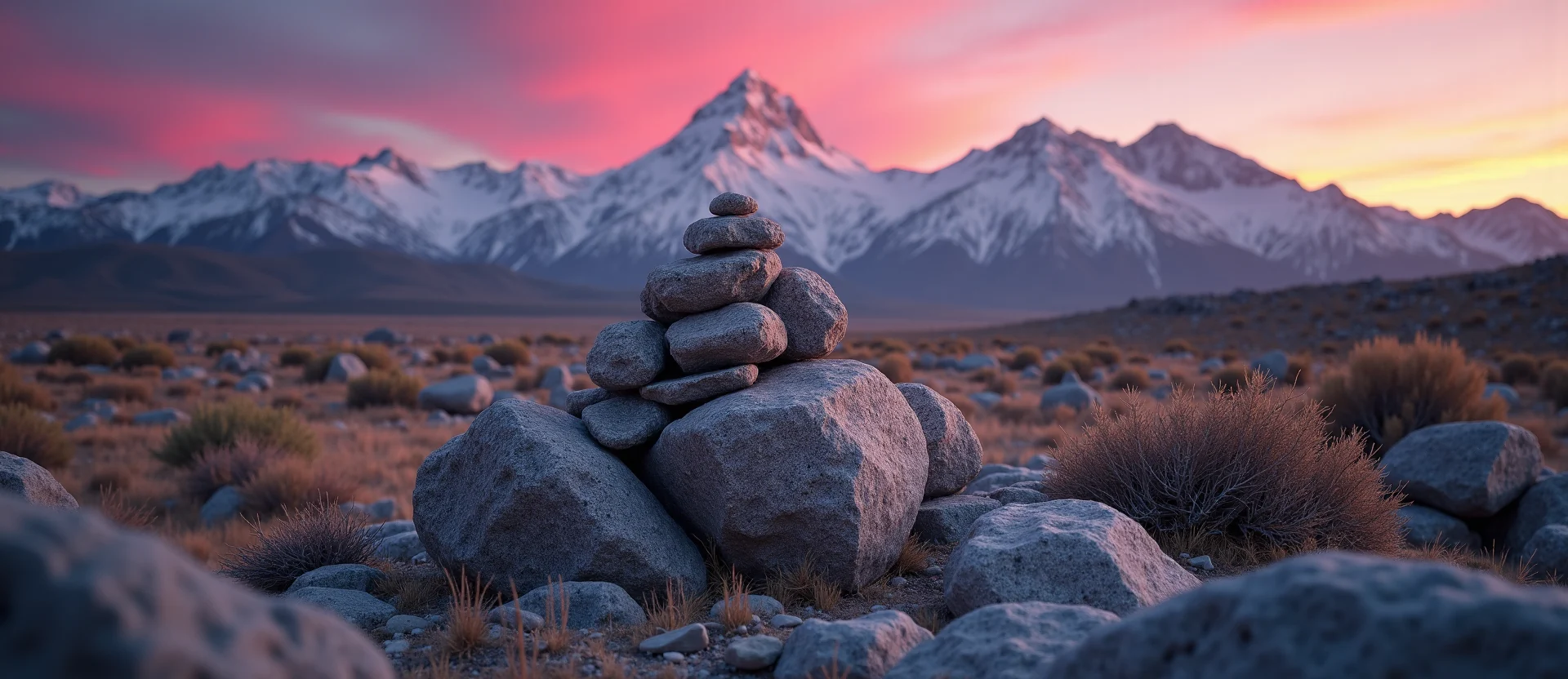 Symbolizing Stability/Peak: A local Manzanita ancient rock cairn. - AI Generated