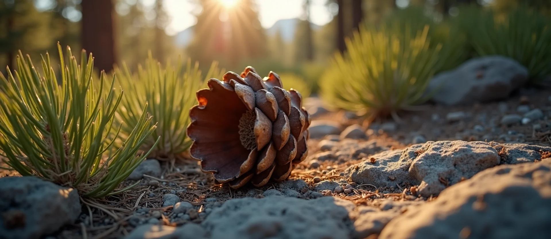 Symbolizing Seed/New Beginning: A local Ponderosa Pine opening pine cone. - AI Generated