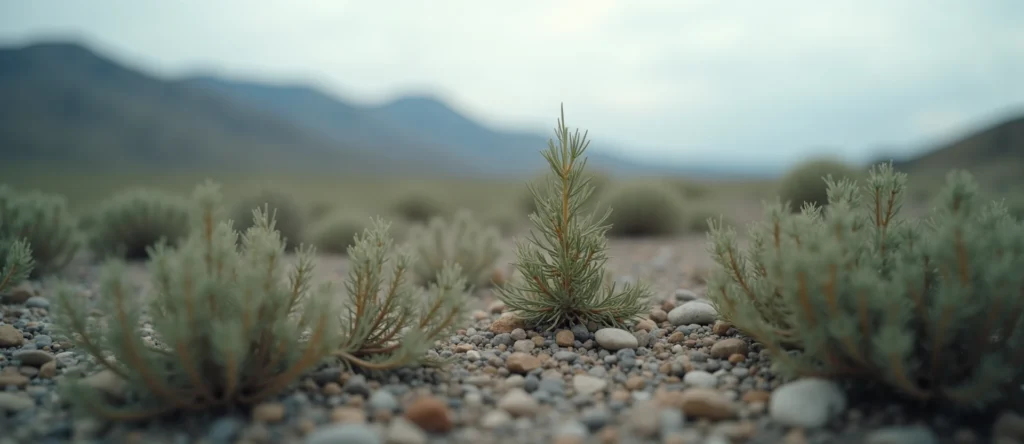 Symbolizing Seed/New Beginning: A local Sagebrush (Artemisia tridentata) sprouting sagebrush seedling. - AI Generated