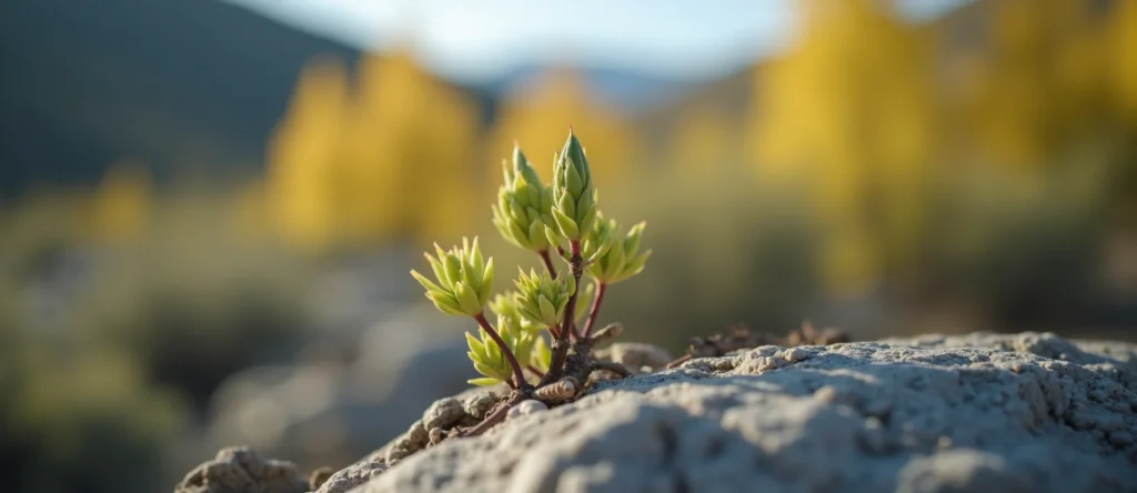 Symbolizing Seed/New Beginning: A local Quaking Aspen new green bud on a branch. - AI Generated