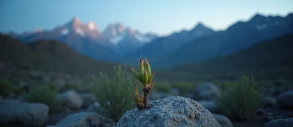 Symbolizing Seed/New Beginning: A local Desert Peach new green bud on a branch. - AI Generated