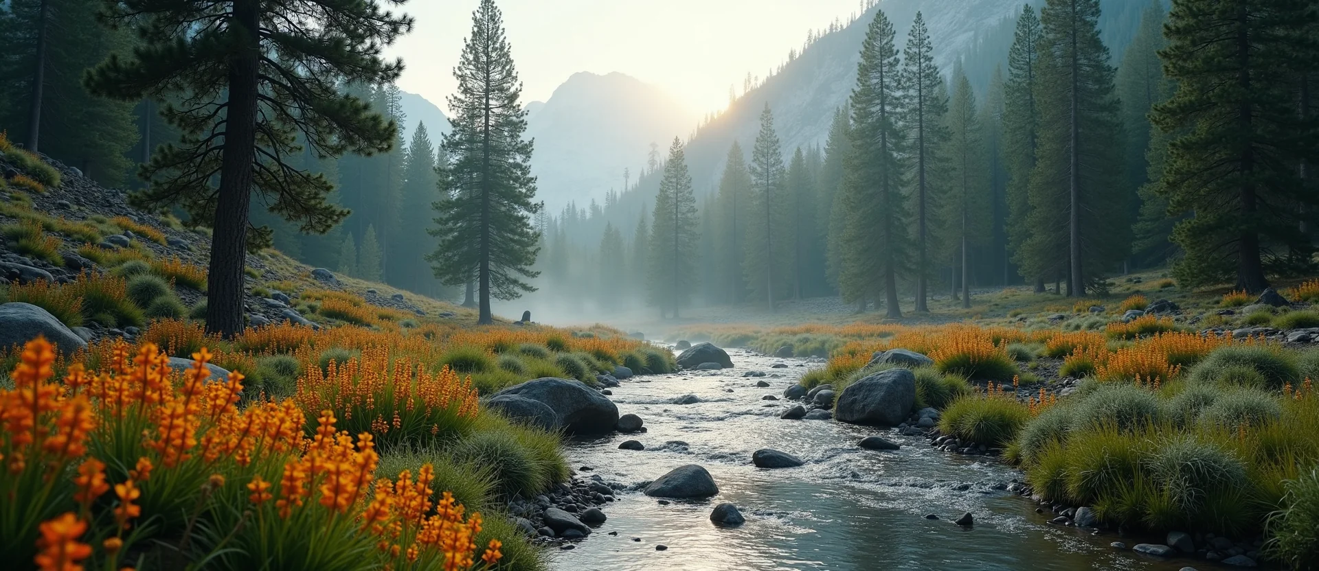 Symbolizing Flow/Cleansing: A local Indian Paintbrush hidden small waterfall. - AI Generated