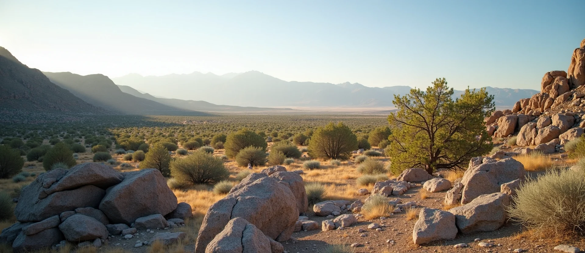 Symbolizing Stability/Peak: A local Quaking Aspen distant Sierra horizon. - AI Generated
