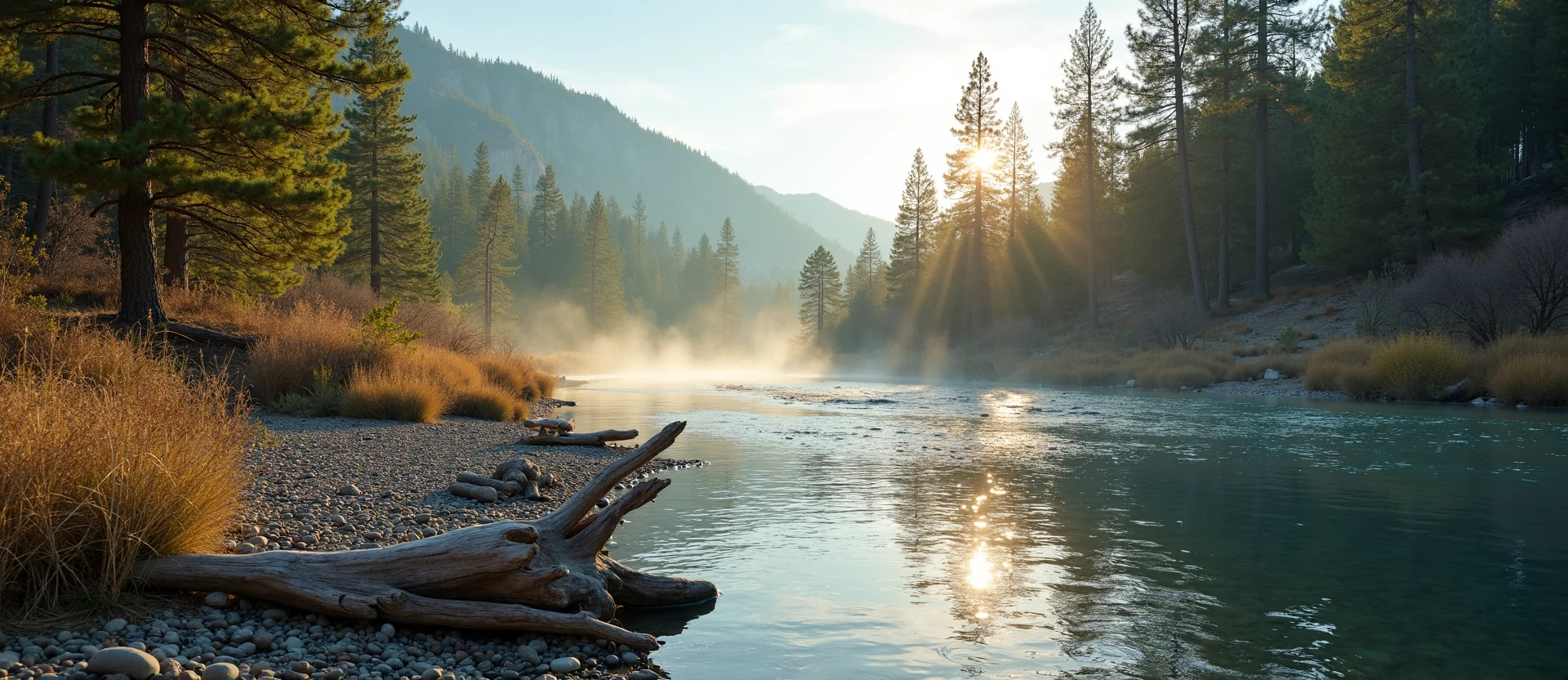 Symbolizing Flow/Cleansing: A local Ponderosa Pine clear cold snowmelt stream. - AI Generated