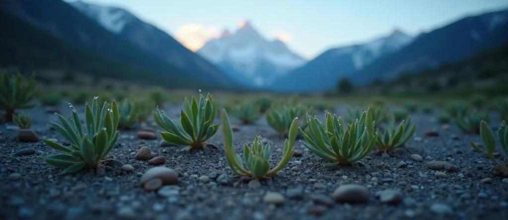 Symbolizing Flow/Cleansing: A local Indian Paintbrush raindrops on desert leaves. - AI Generated