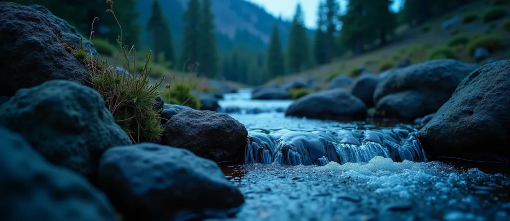 Symbolizing Flow/Cleansing: A local Quaking Aspen hidden small waterfall. - AI Generated