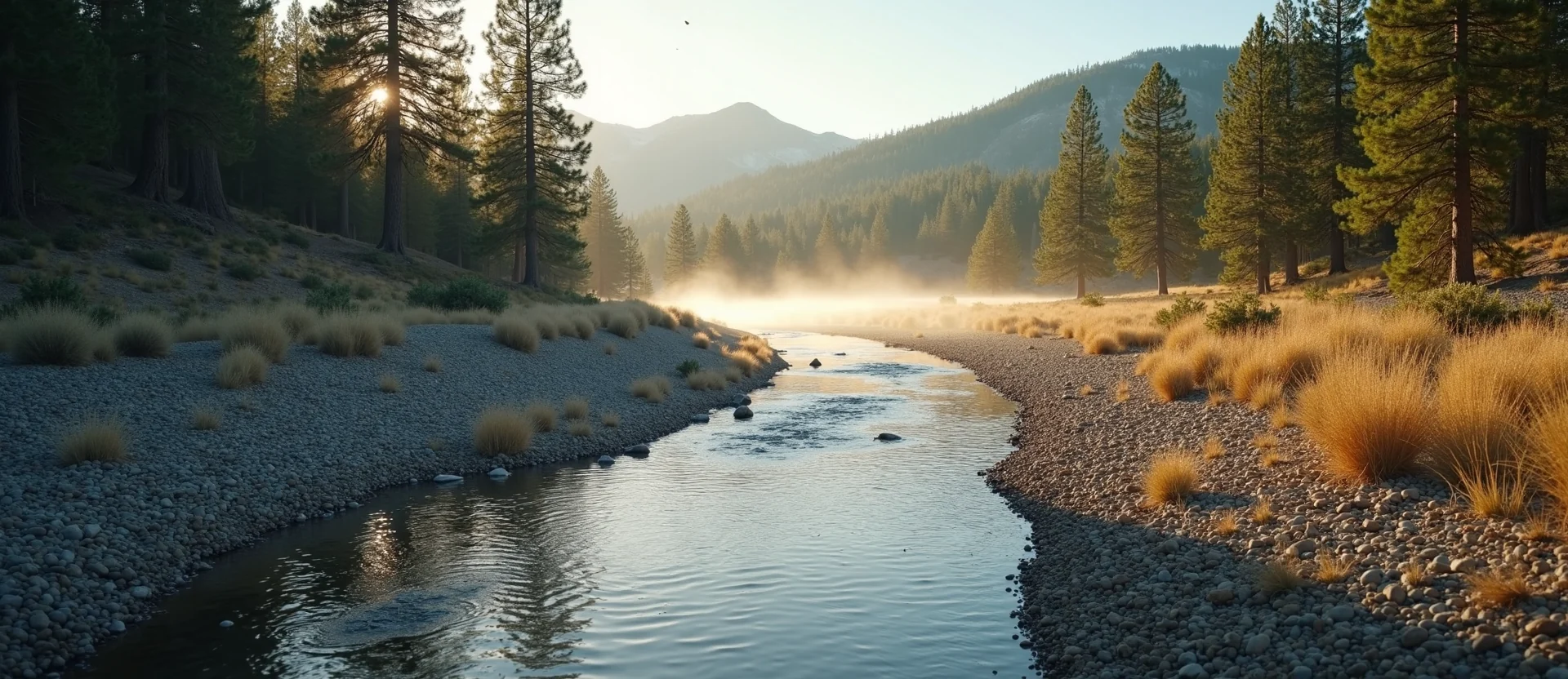 Symbolizing Flow/Cleansing: A local Ponderosa Pine clear cold snowmelt stream. - AI Generated