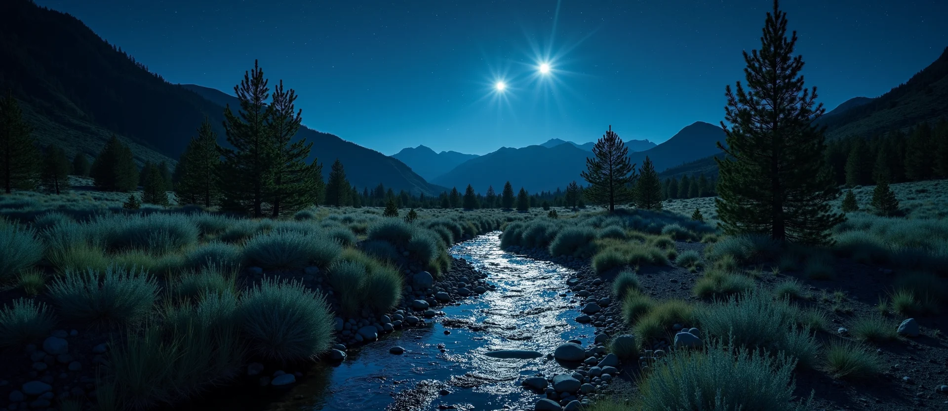 Symbolizing Flow/Cleansing: A local Sierra Juniper babbling mountain creek. - AI Generated
