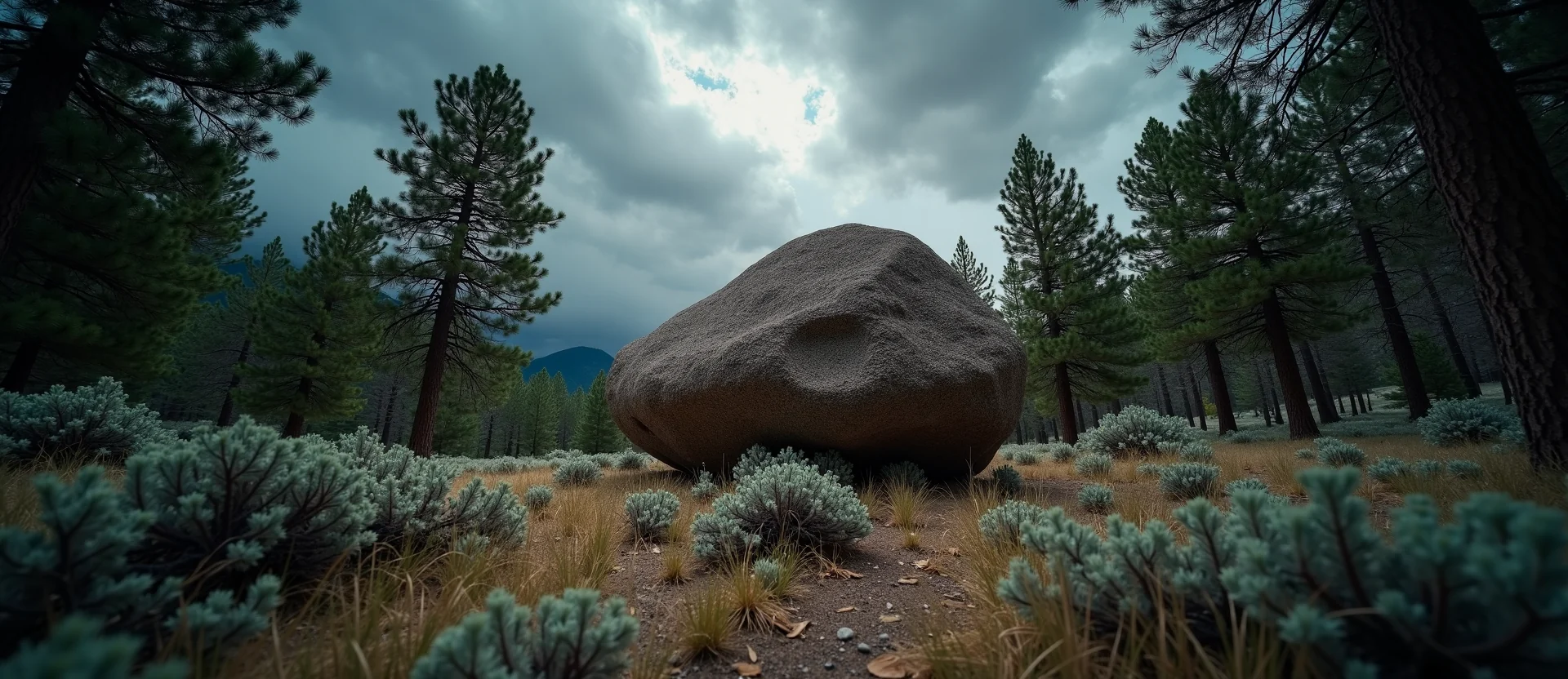 Symbolizing Stability/Peak: A local Ponderosa Pine unshakable boulder. - AI Generated