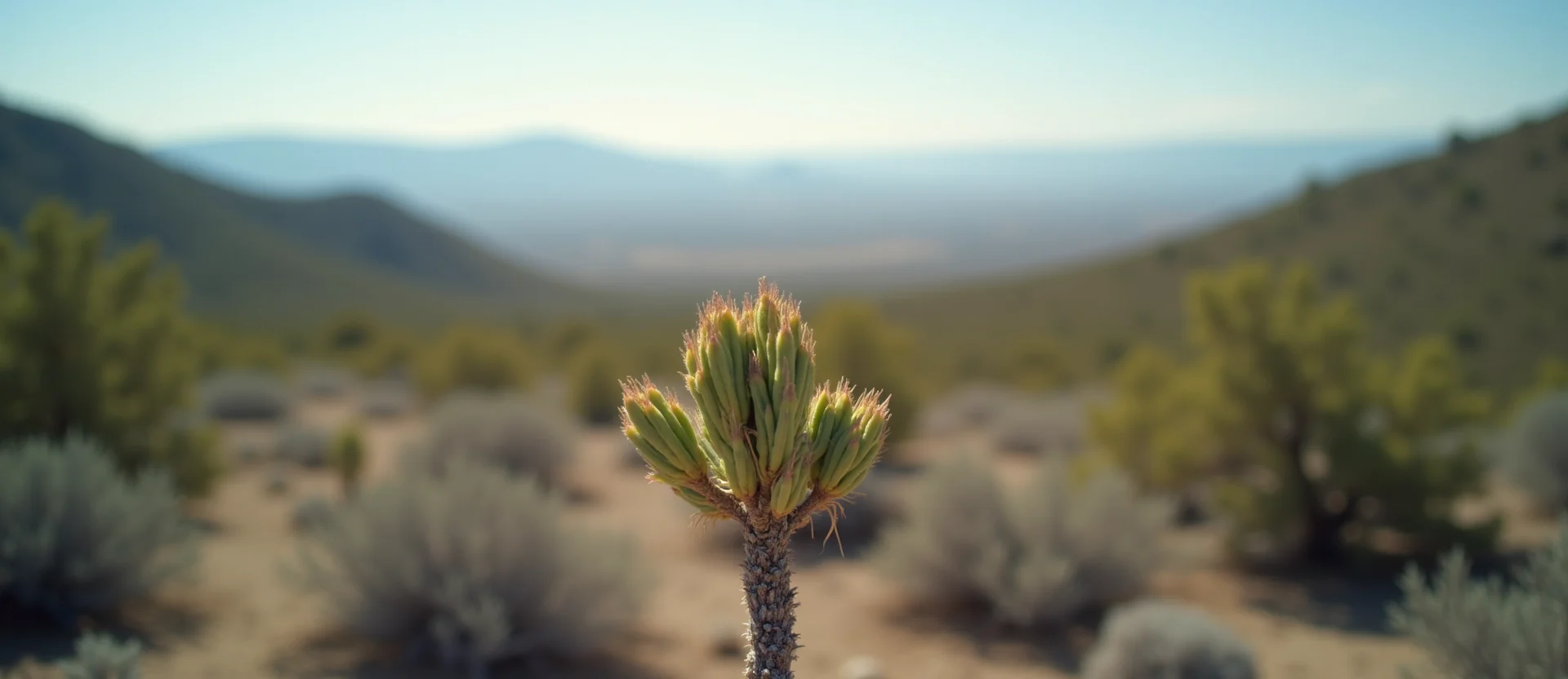 Symbolizing Seed/New Beginning: A local Sierra Juniper new green bud on a branch. - AI Generated