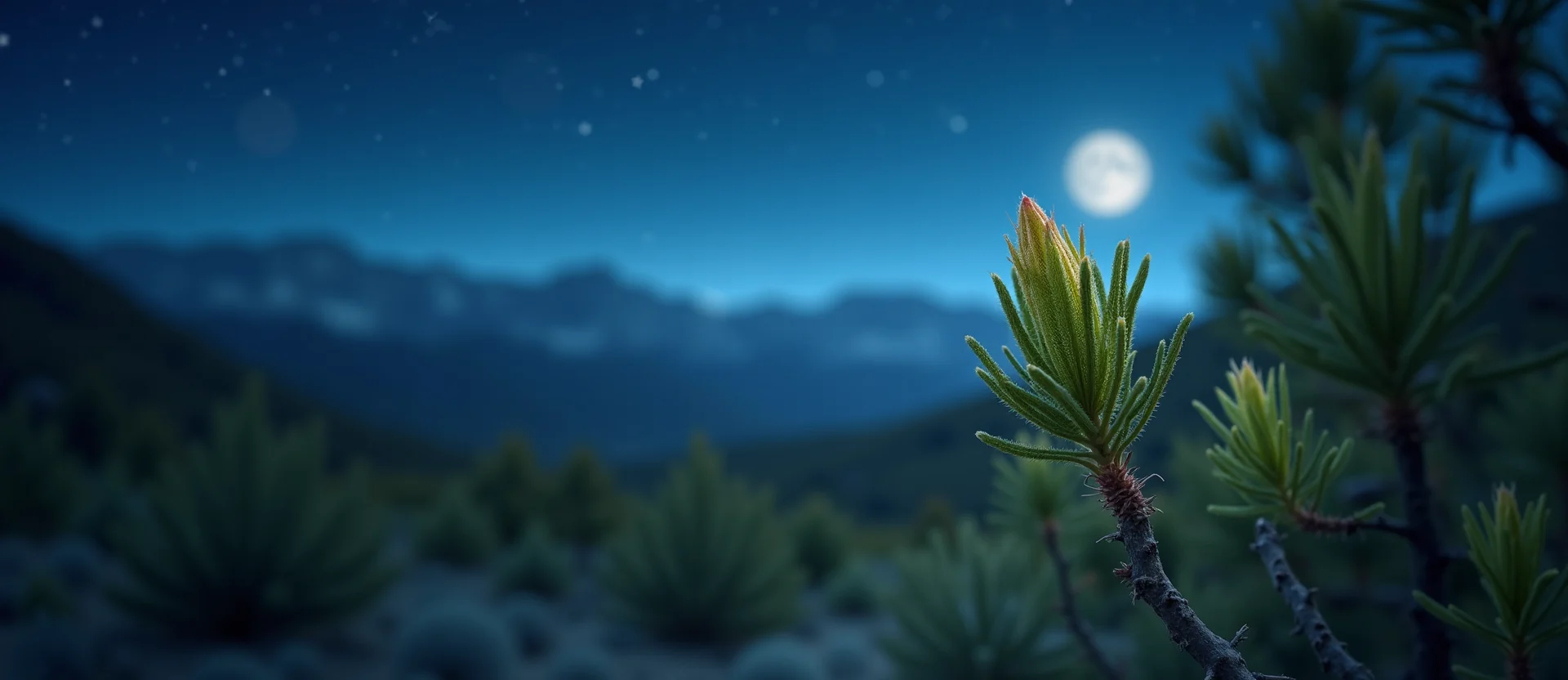 Symbolizing Seed/New Beginning: A local Sierra Juniper new green bud on a branch. - AI Generated