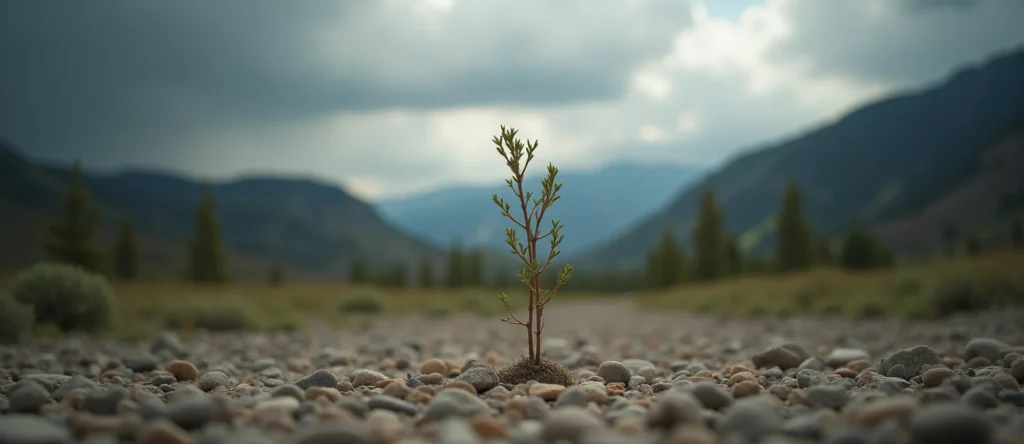 Symbolizing Growth/Resilience: A local Quaking Aspen new branch reaching for the sky. - AI Generated