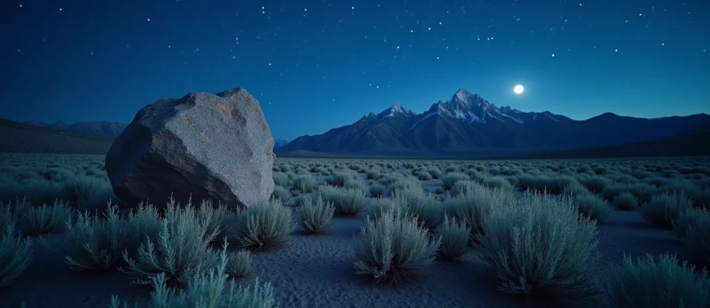 Symbolizing Stability/Peak: A local Sagebrush (Artemisia tridentata) unshakable boulder. - AI Generated