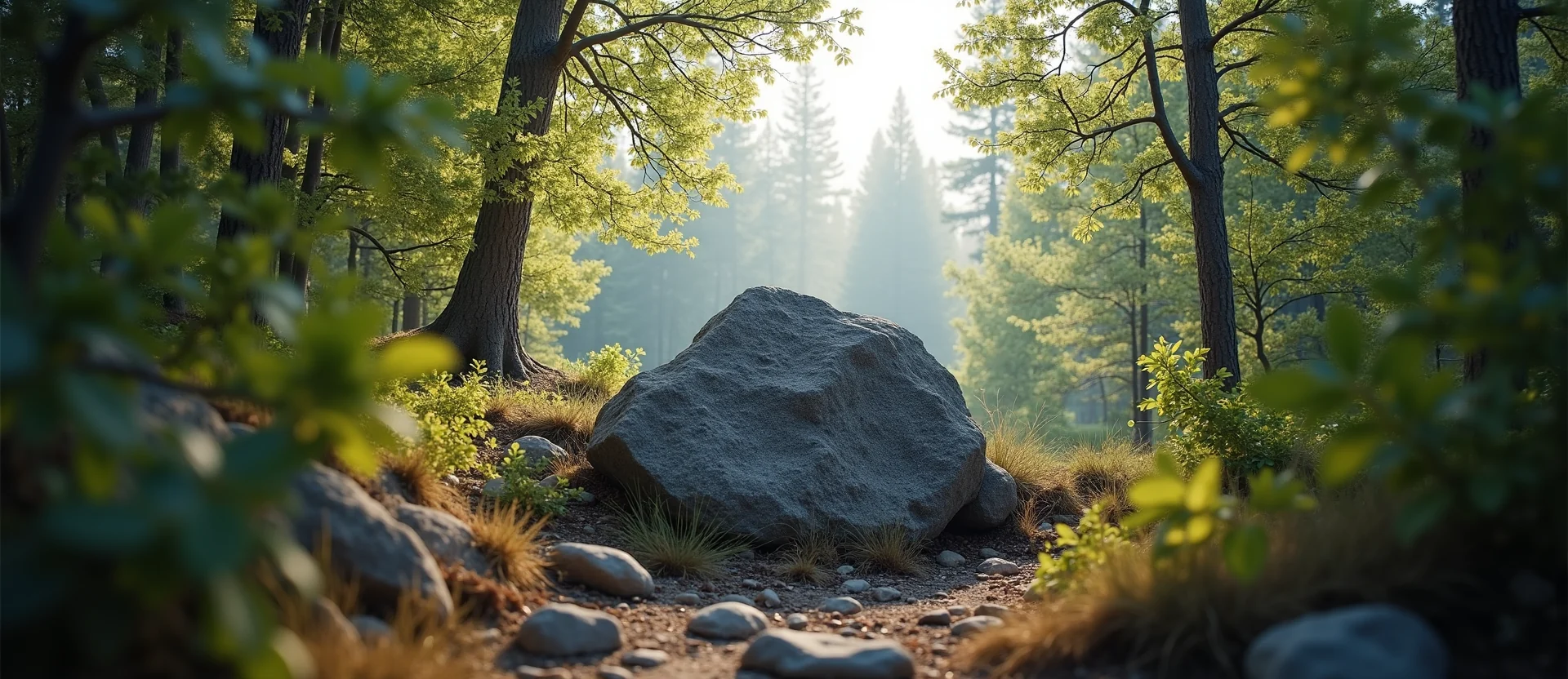Symbolizing Stability/Peak: A local Mountain Mahogany unshakable boulder. - AI Generated