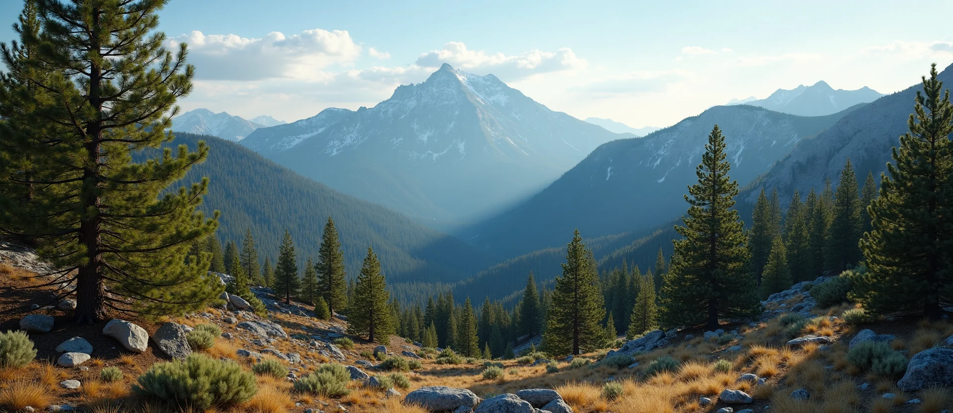 Symbolizing Stability/Peak: A local Ponderosa Pine solid mountain ridge. - AI Generated