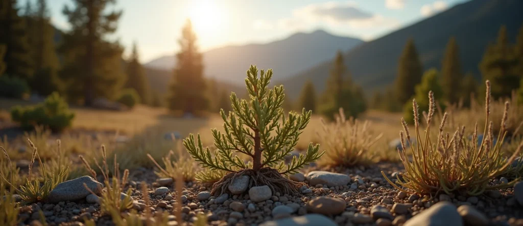 Symbolizing Seed/New Beginning: A local Rabbitbrush sprouting sagebrush seedling. - AI Generated