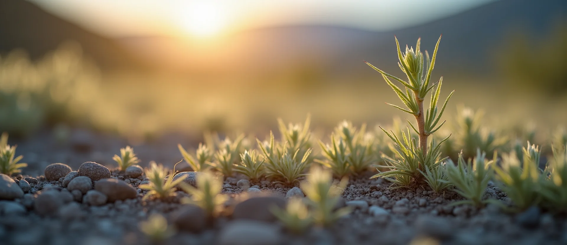 Symbolizing Seed/New Beginning: A local Indian Paintbrush sprouting sagebrush seedling. - AI Generated