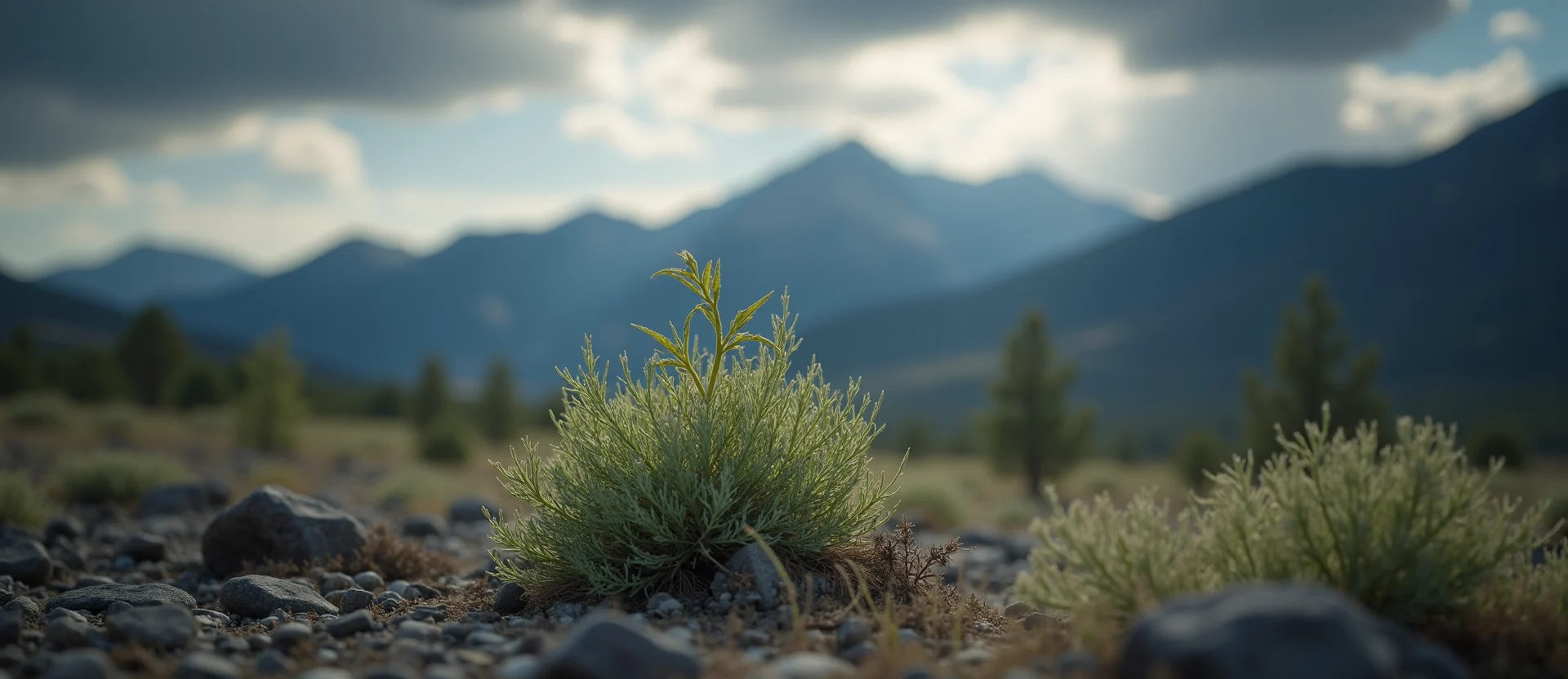 Symbolizing Seed/New Beginning: A local Sagebrush (Artemisia tridentata) sprouting sagebrush seedling. - AI Generated