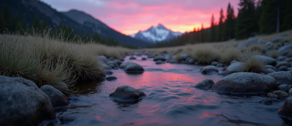 Symbolizing Flow/Cleansing: A local Sierra Juniper clear cold snowmelt stream. - AI Generated