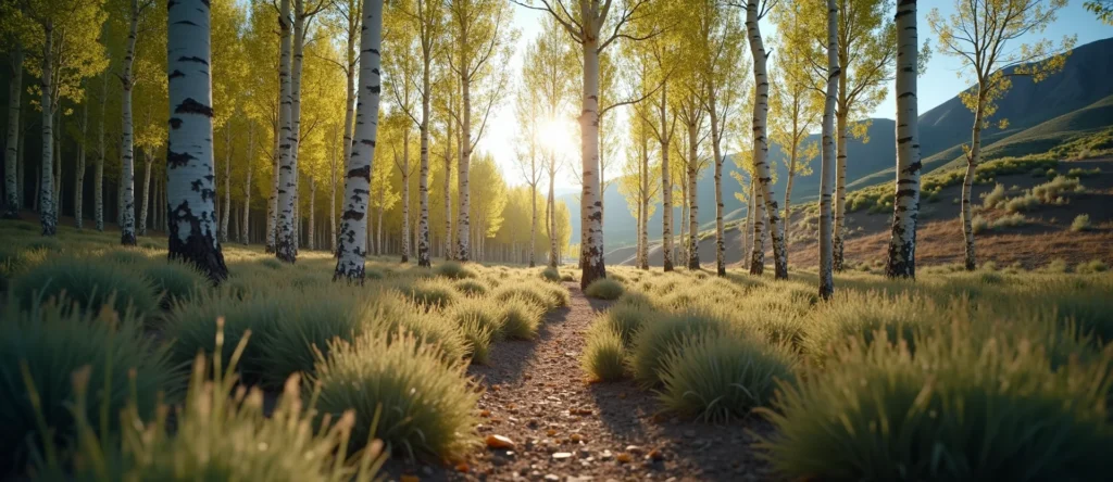 Symbolizing Growth/Resilience: A local Rabbitbrush thriving aspen grove. - AI Generated