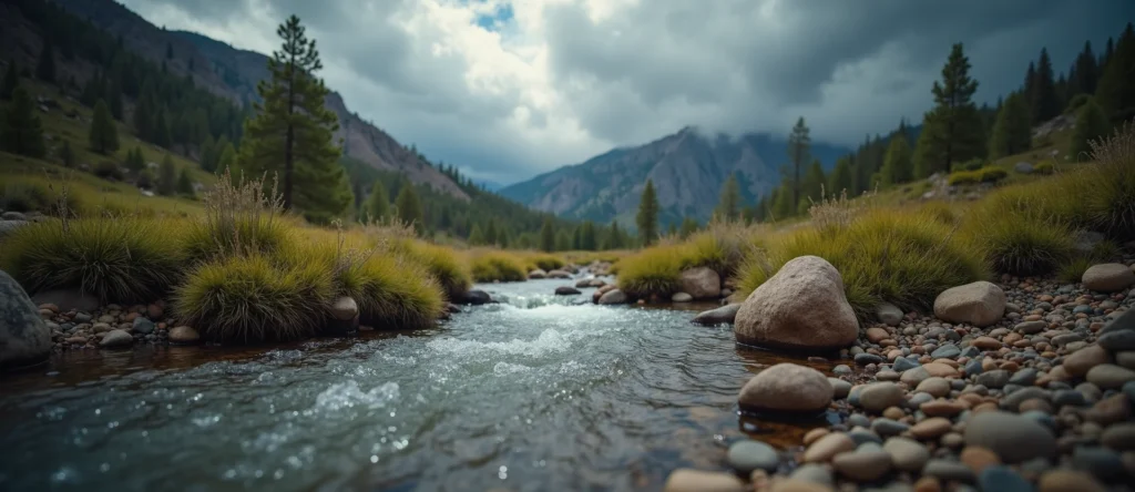 Symbolizing Flow/Cleansing: A local Quaking Aspen hidden small waterfall. - AI Generated