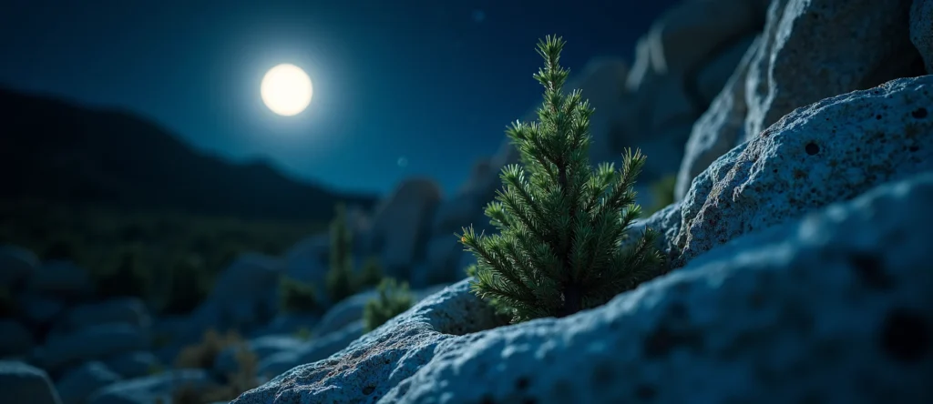 Symbolizing Growth/Resilience: A local Sierra Juniper tree growing out of a rock cleft. - AI Generated