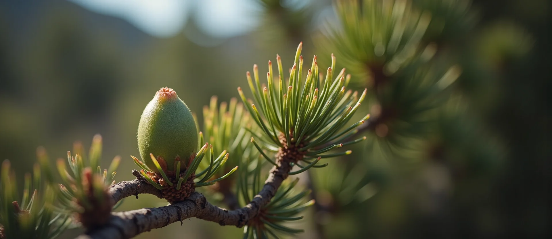 Symbolizing Seed/New Beginning: A local Bitterbrush new green bud on a branch. - AI Generated