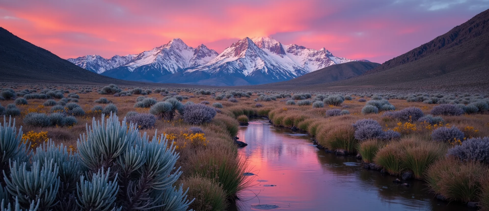 Symbolizing Flow/Cleansing: A local Indian Paintbrush clear cold snowmelt stream. - AI Generated