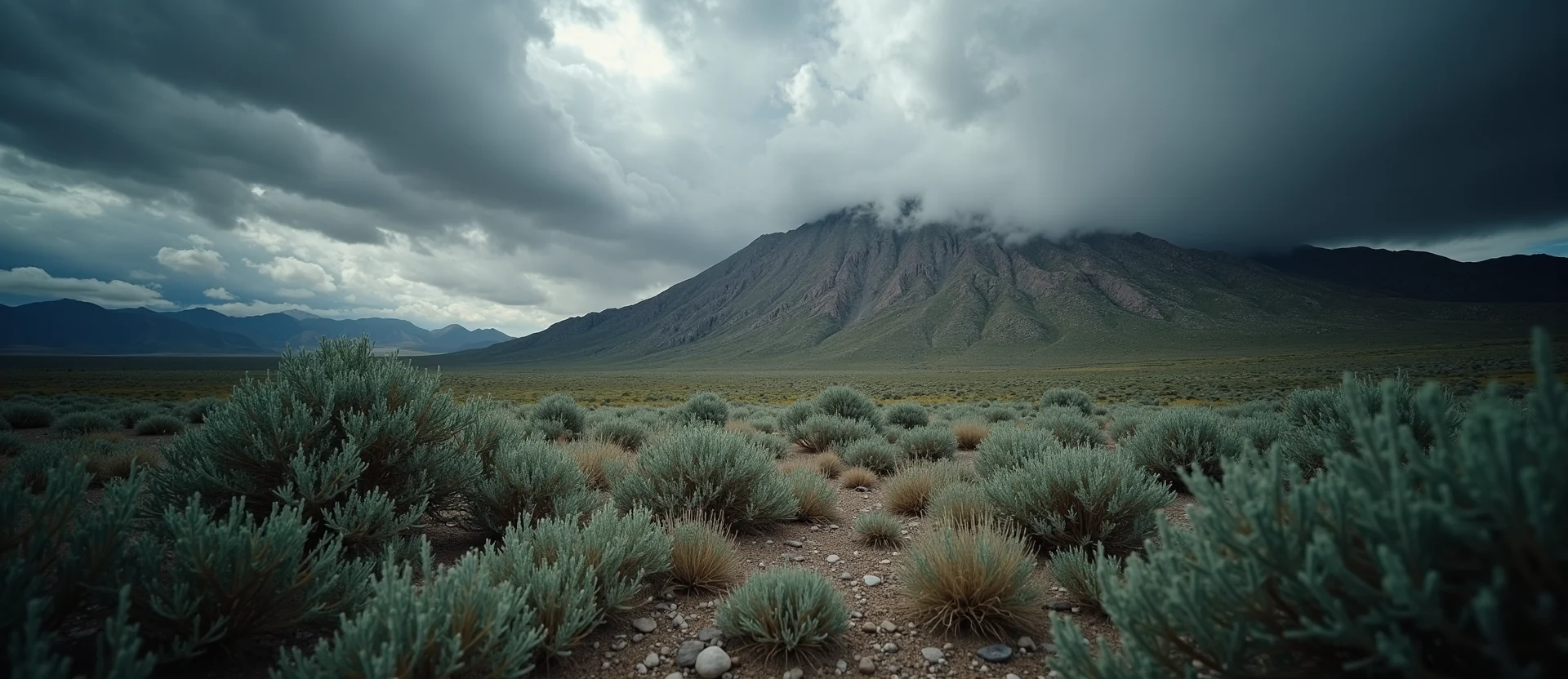 Symbolizing Identity/Local: A local Sagebrush (Artemisia tridentata) Sierra Nevada skyline. - AI Generated