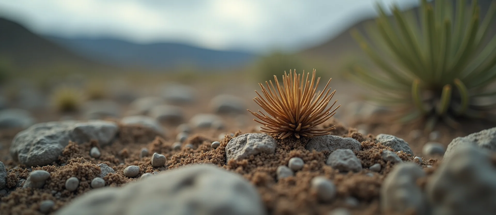 Symbolizing Seed/New Beginning: A local Desert Peach single pine seed on dry earth. - AI Generated