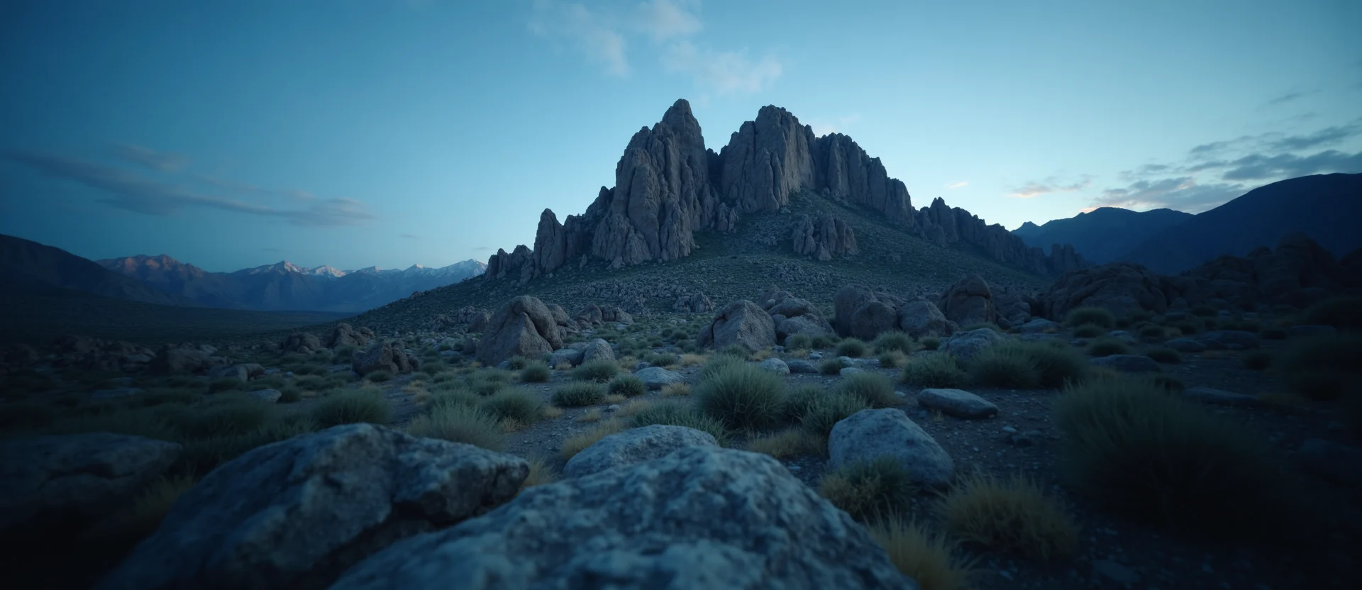 Symbolizing Stability/Peak: A local Desert Peach jagged granite peak. - AI Generated