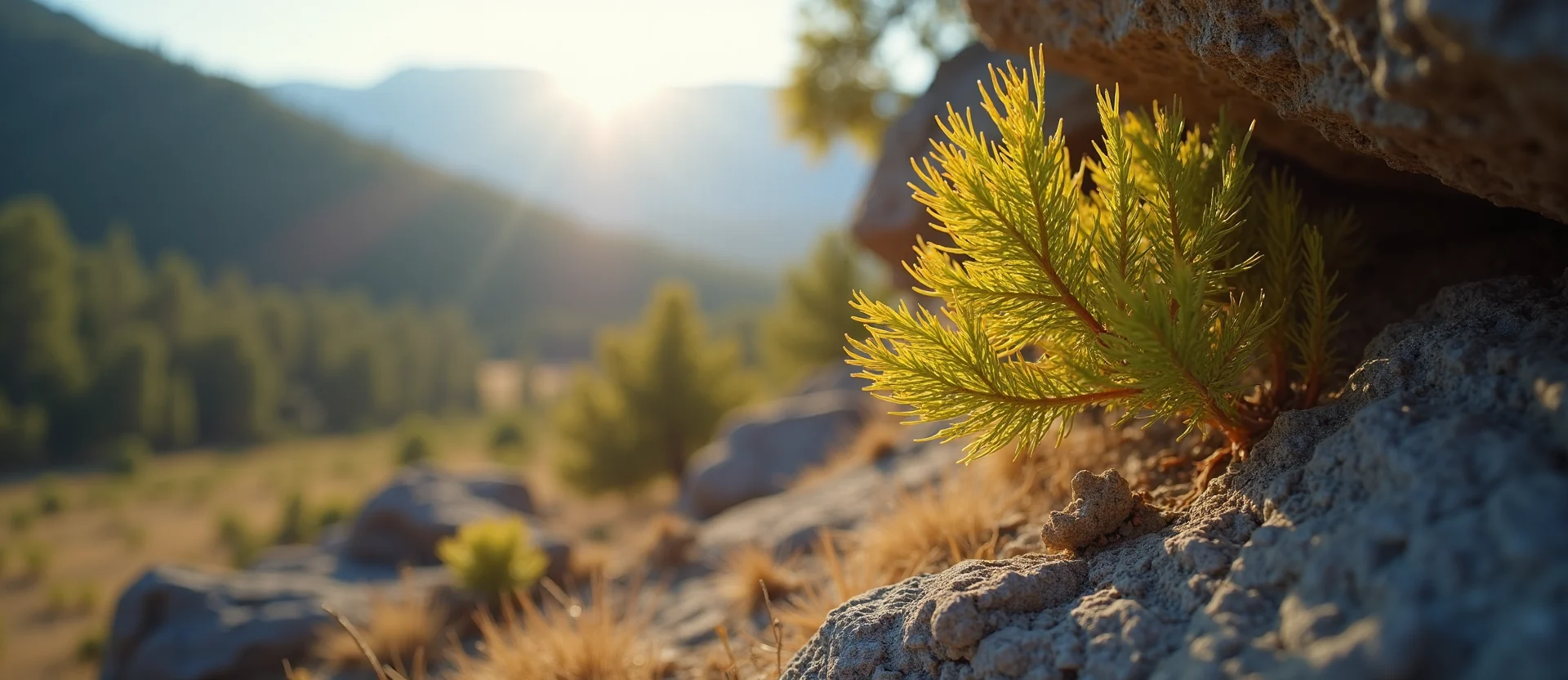 Symbolizing Growth/Resilience: A local Indian Paintbrush tree growing out of a rock cleft. - AI Generated