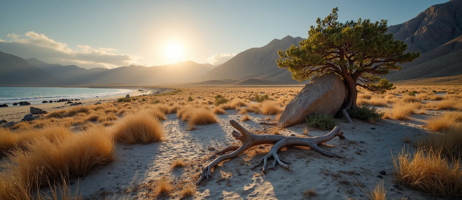 Symbolizing Growth/Resilience: A local Bitterbrush tree growing out of a rock cleft. - AI Generated