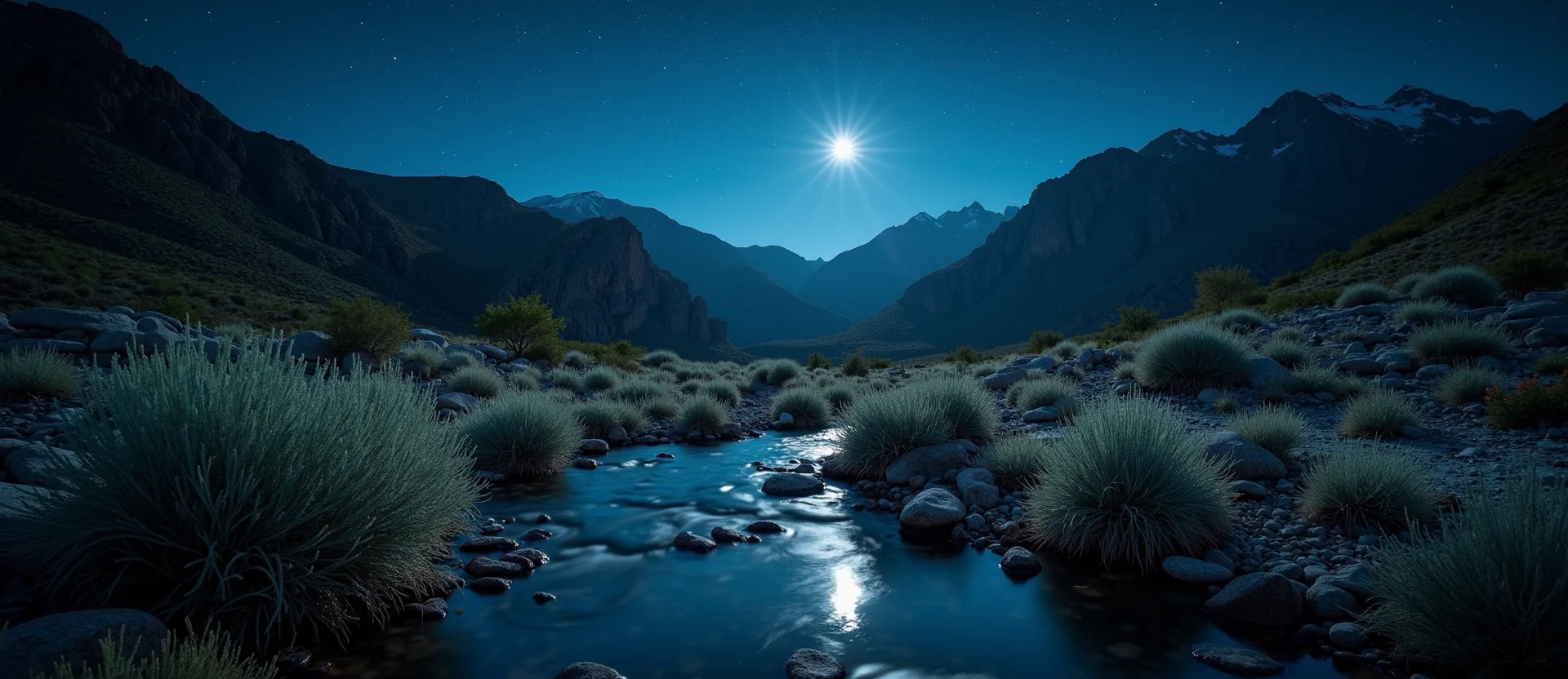 Symbolizing Flow/Cleansing: A local Mountain Mahogany babbling mountain creek. - AI Generated