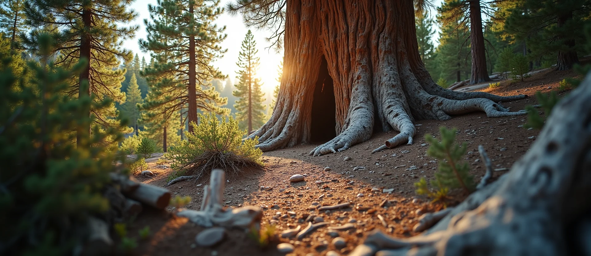Symbolizing Growth/Resilience: A local Ponderosa Pine sturdy weathered tree trunk. - AI Generated