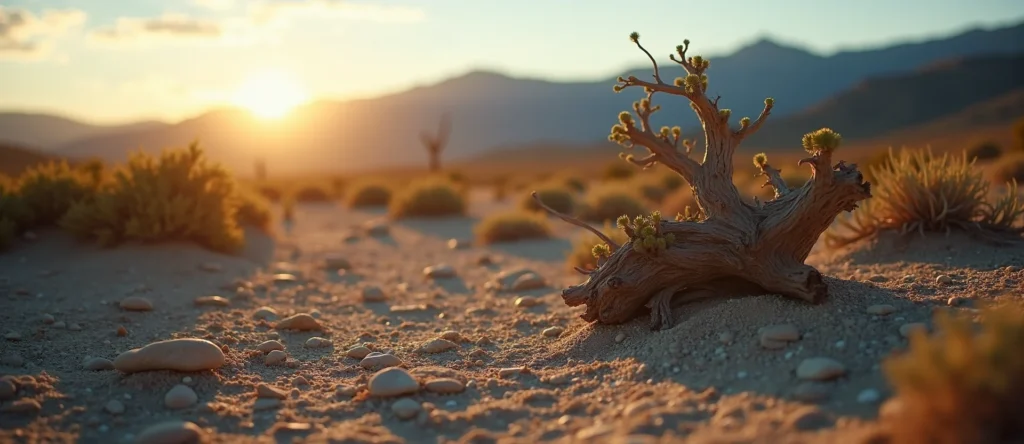 Symbolizing Growth/Resilience: A local Desert Peach gnarled juniper roots. - AI Generated