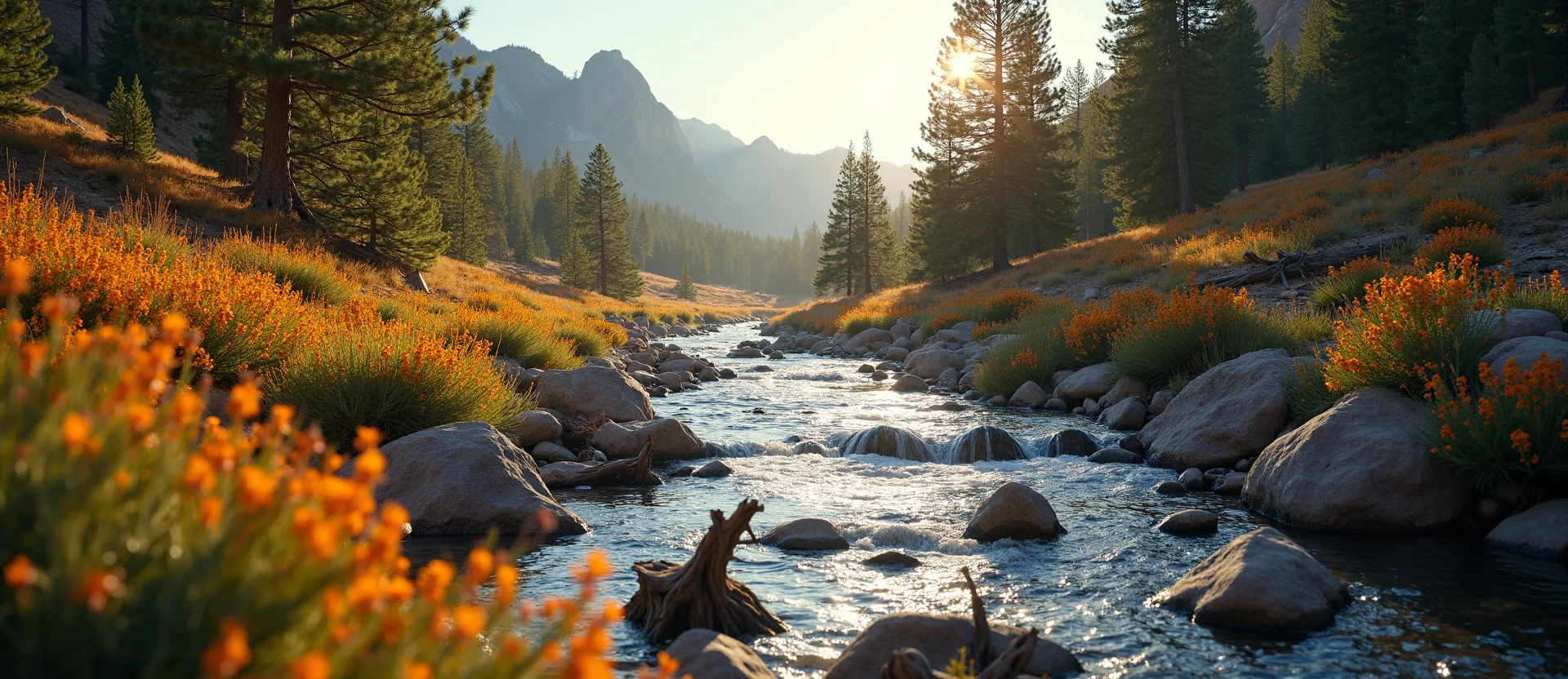 Symbolizing Flow/Cleansing: A local Indian Paintbrush hidden small waterfall. - AI Generated