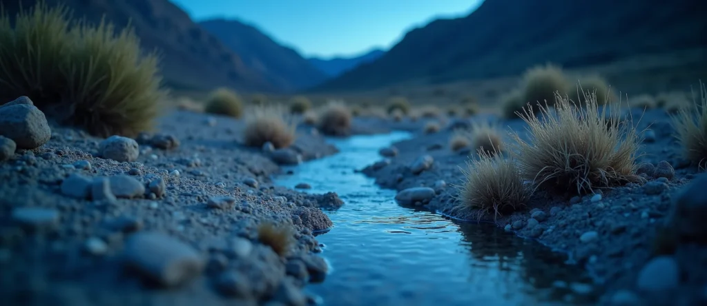 Symbolizing Flow/Cleansing: A local Indian Paintbrush clear cold snowmelt stream. - AI Generated
