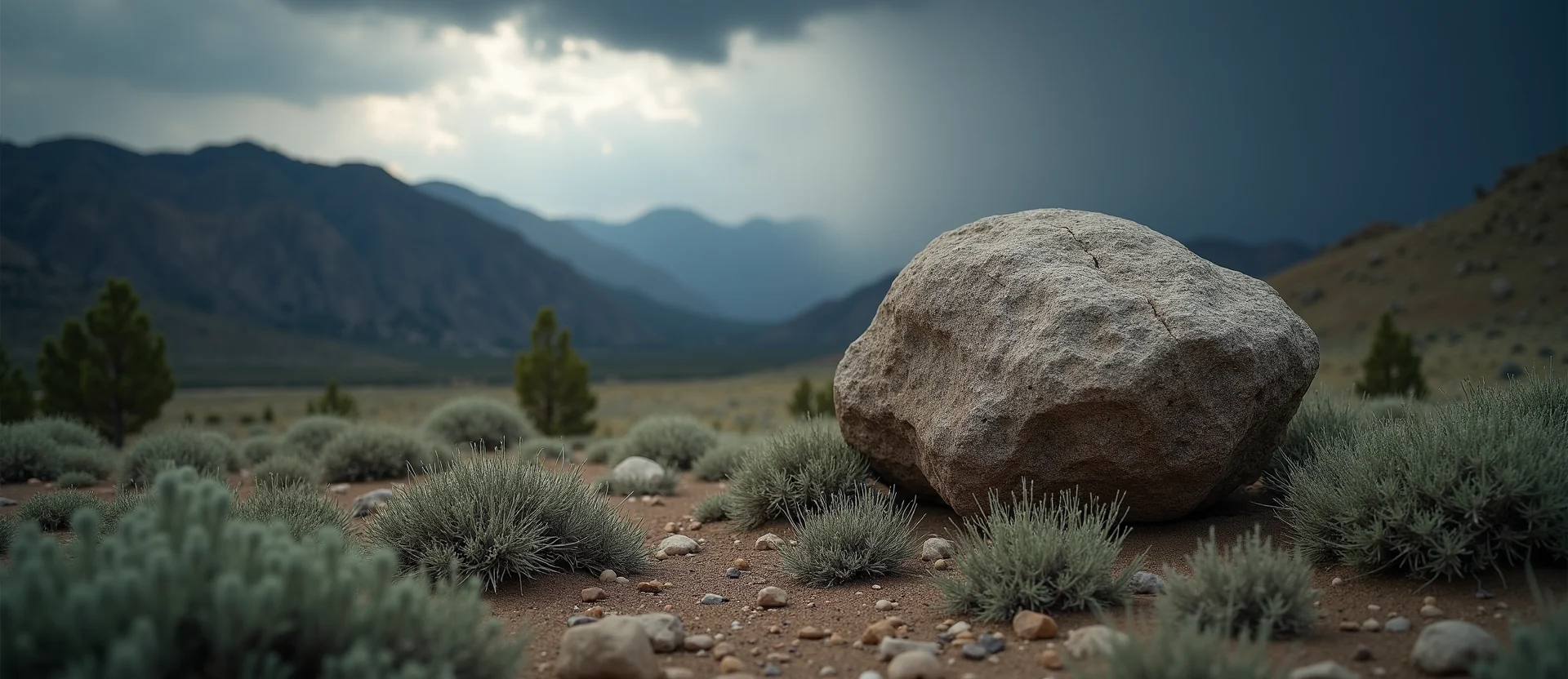 Symbolizing Stability/Peak: A local Mountain Mahogany unshakable boulder. - AI Generated