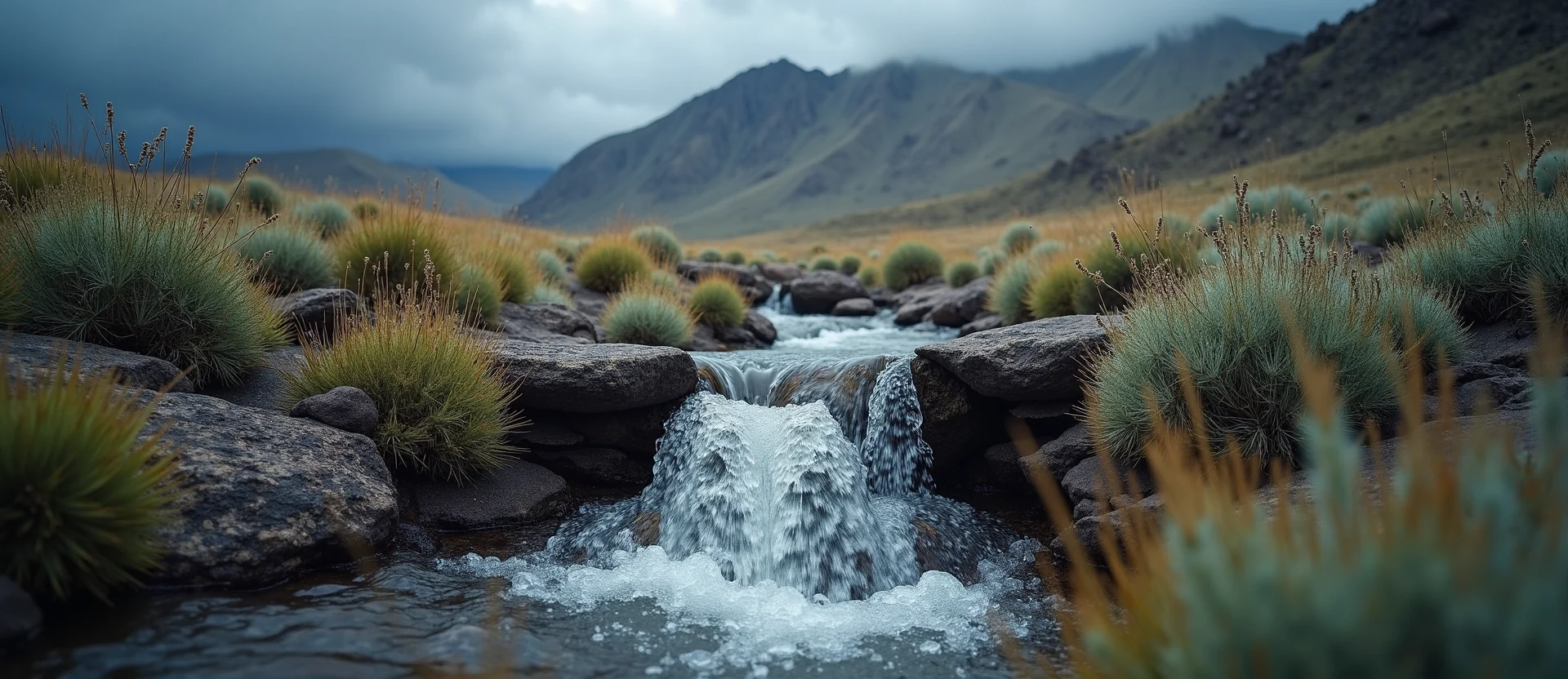 Symbolizing Flow/Cleansing: A local Sagebrush (Artemisia tridentata) hidden small waterfall. - AI Generated