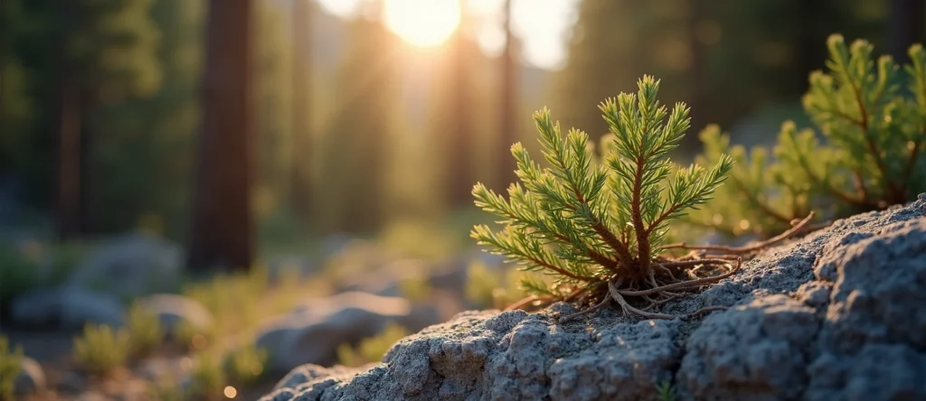 Symbolizing Growth/Resilience: A local Bitterbrush new branch reaching for the sky. - AI Generated