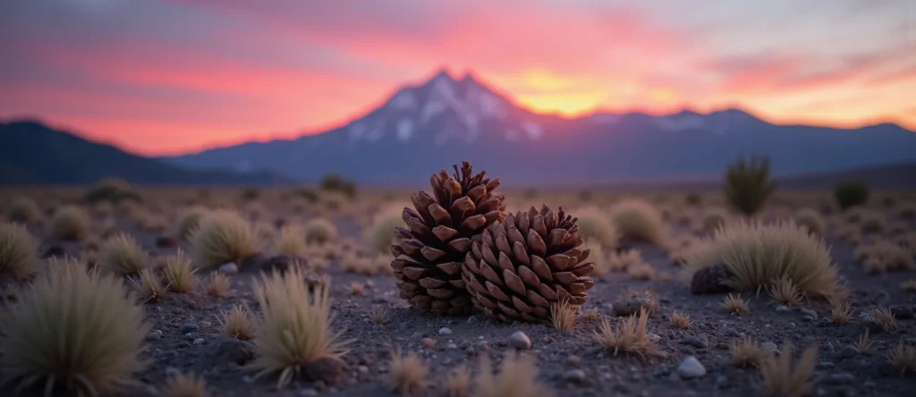 Symbolizing Seed/New Beginning: A local Desert Peach opening pine cone. - AI Generated