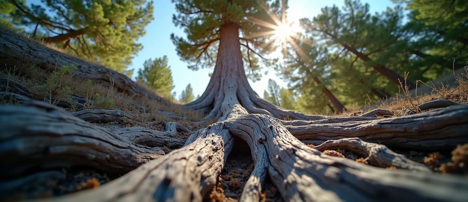Symbolizing Growth/Resilience: A local Ponderosa Pine gnarled juniper roots. - AI Generated