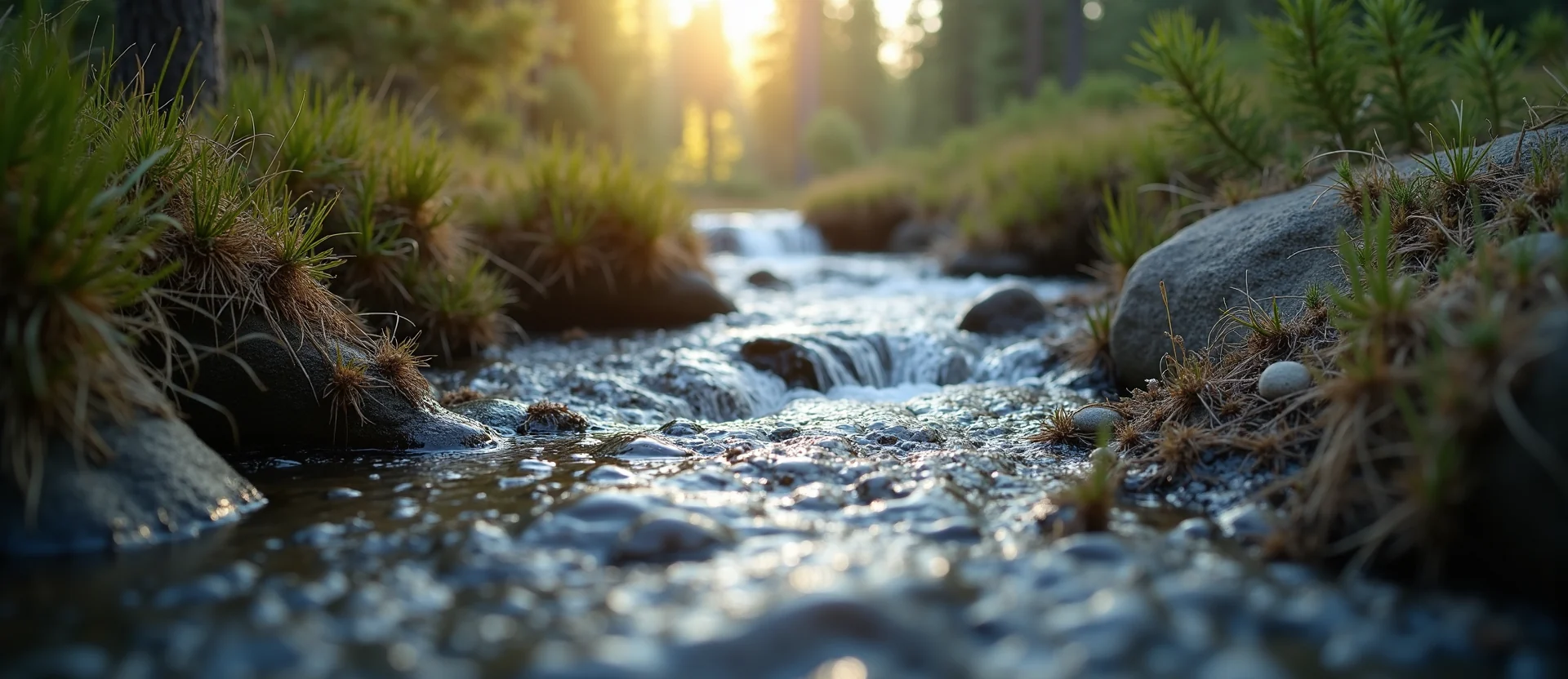 Symbolizing Flow/Cleansing: A local Ponderosa Pine hidden small waterfall. - AI Generated