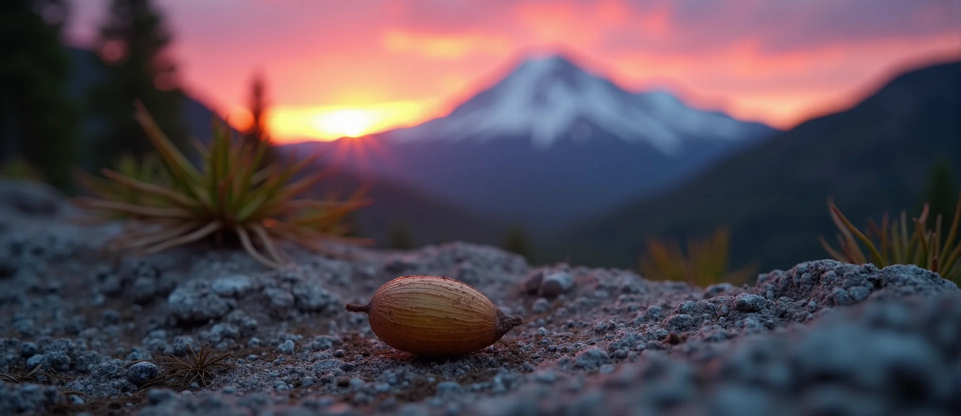 Symbolizing Seed/New Beginning: A local Mountain Mahogany single pine seed on dry earth. - AI Generated