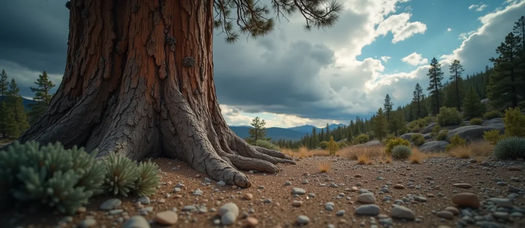 Symbolizing Growth/Resilience: A local Manzanita sturdy weathered tree trunk. - AI Generated